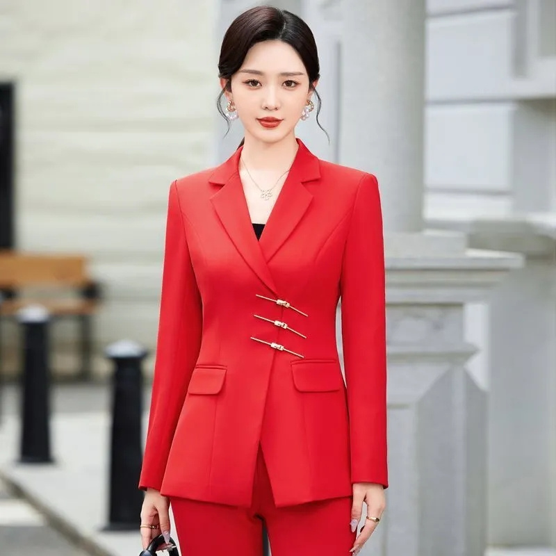 Women Formal Wear With Black Blazer - 2025 موضة أبيض أحمر أسود سترة