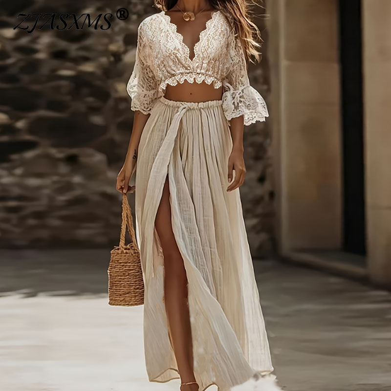 Female Formal Wear - طقم نسائي بوهيمي من قطعتين من