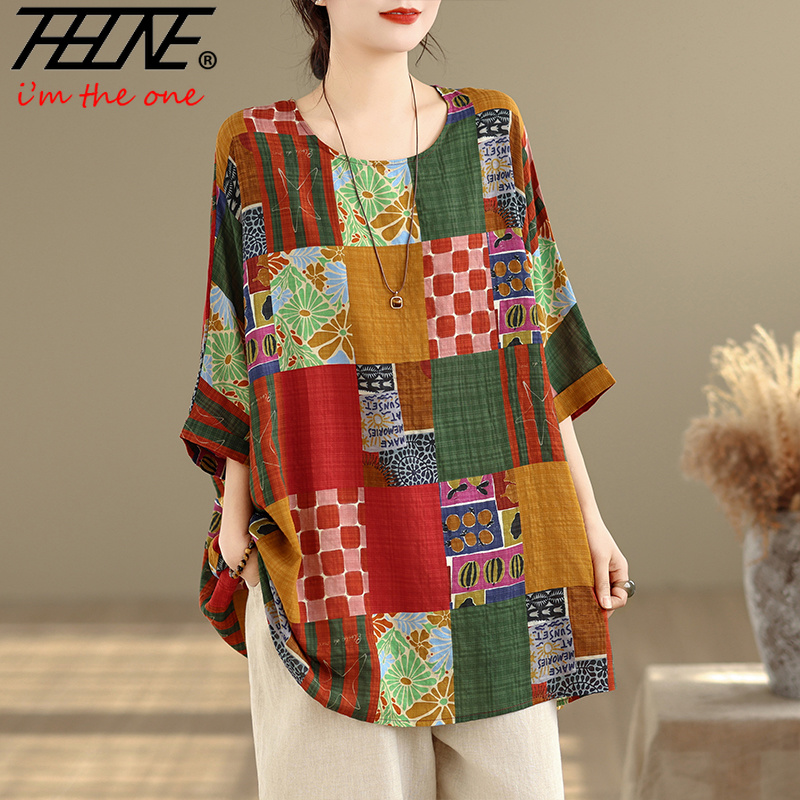 Women'S Formal Wear Blouse - قميص نسائي THHONE مطبوع فضفاض بمقاسات