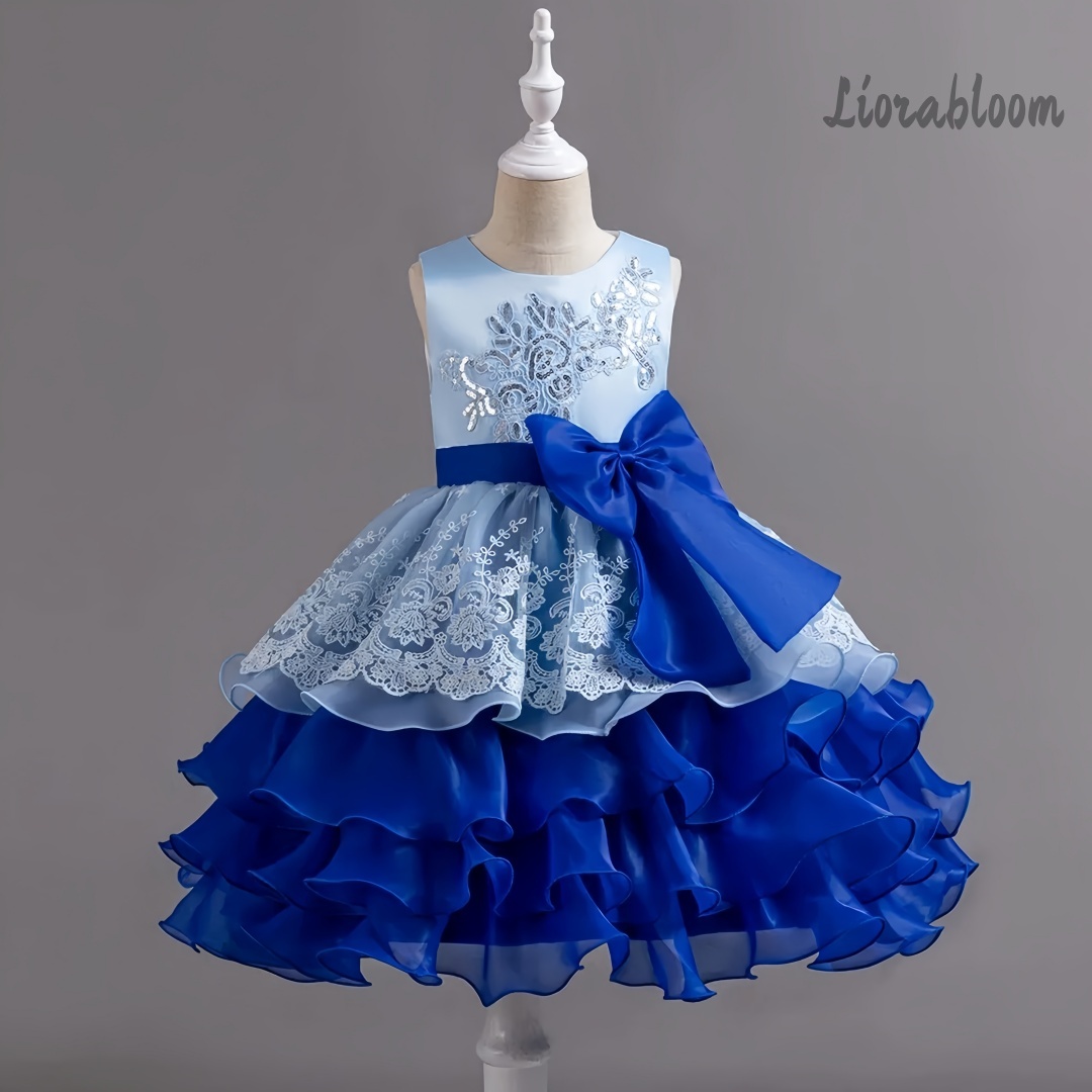 Women'S Elegant Formal Wear - فستان بناتي أنيق بدون أكمام بفيونكة