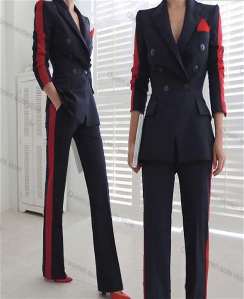 Women Formal Wear With Black Blazer - أحمر أسود الخريف المرأة البدلة مجموعة