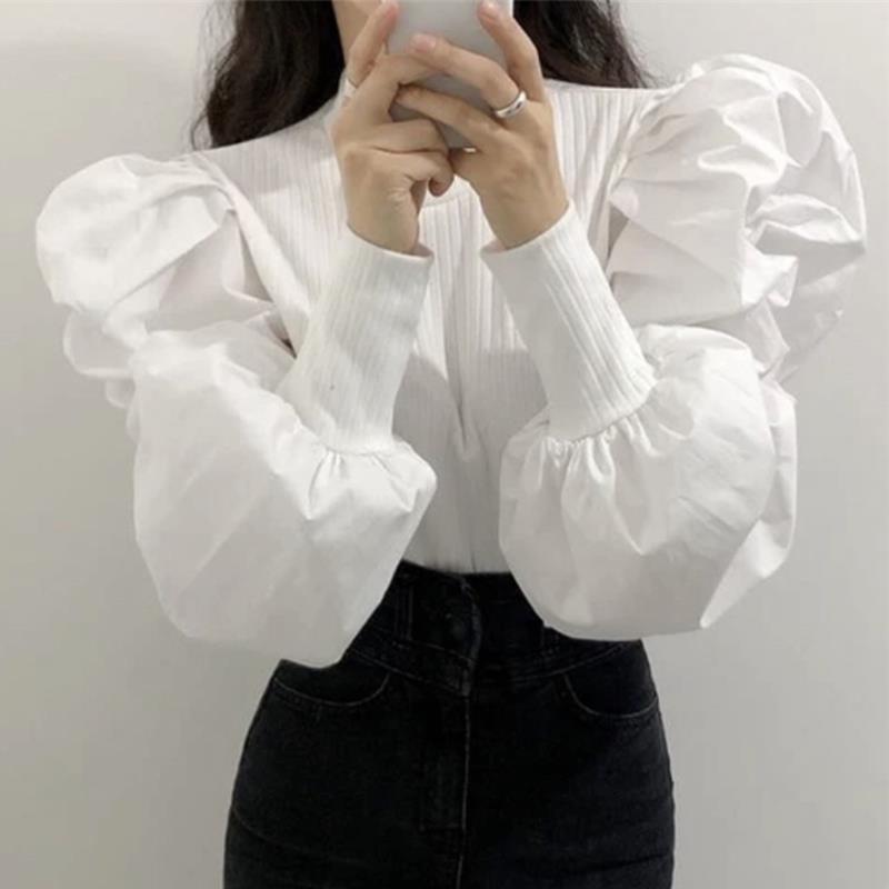 Women'S Formal Wear Blouse - بلوزة نسائية منفوخة بأكمام طويلة ،