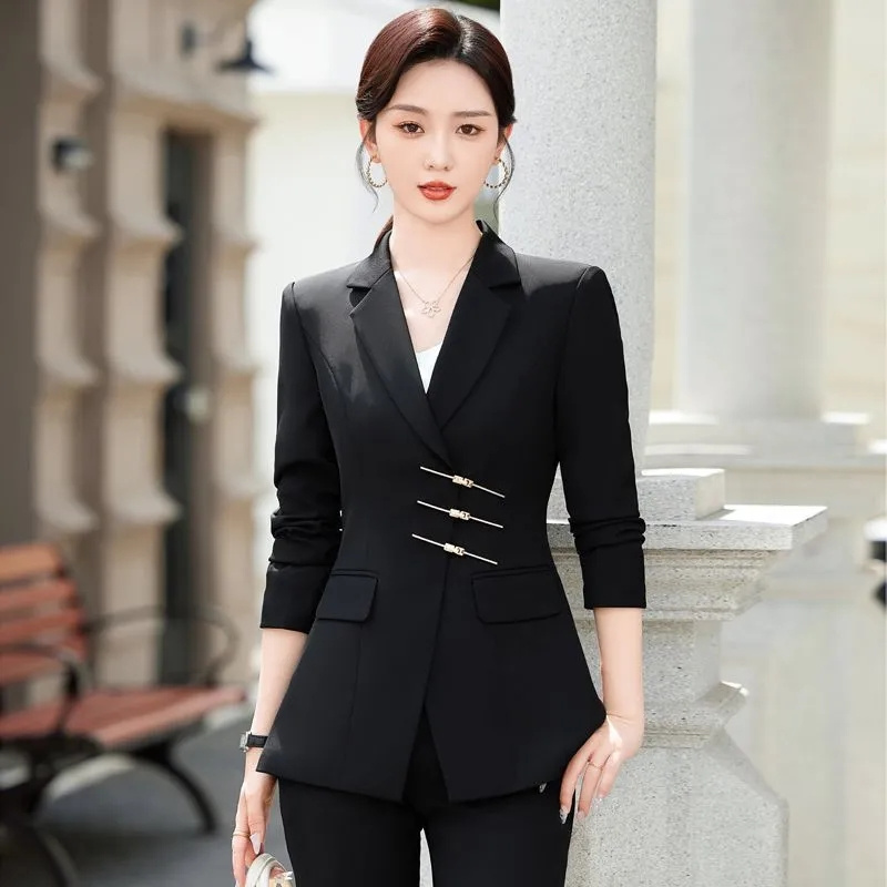 2025 موضة أبيض أحمر أسود سترة  - مراجعة Women Formal Wear With Black Blazer وسعره