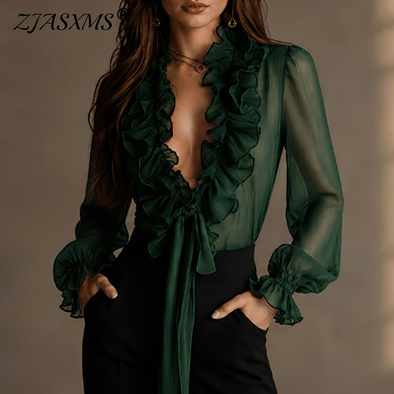 بلوزة نسائية أنيقة شفافة بلون  - مراجعة Women'S Formal Wear Blouse وسعره