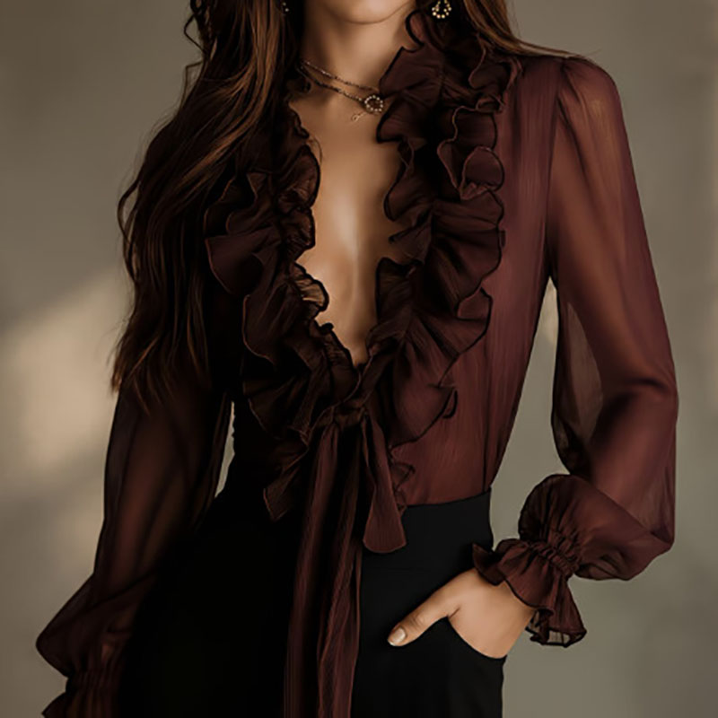 بلوزة نسائية أنيقة شفافة بلون  - مراجعة Women'S Formal Wear Blouse وسعره