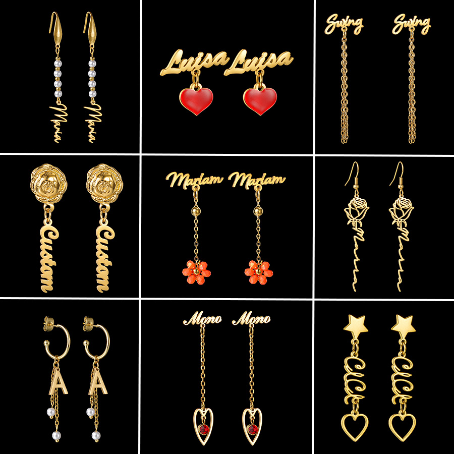Auxauxme مخصص اسم أقراط الفولا - مراجعة Pearl Earring Stud وسعره