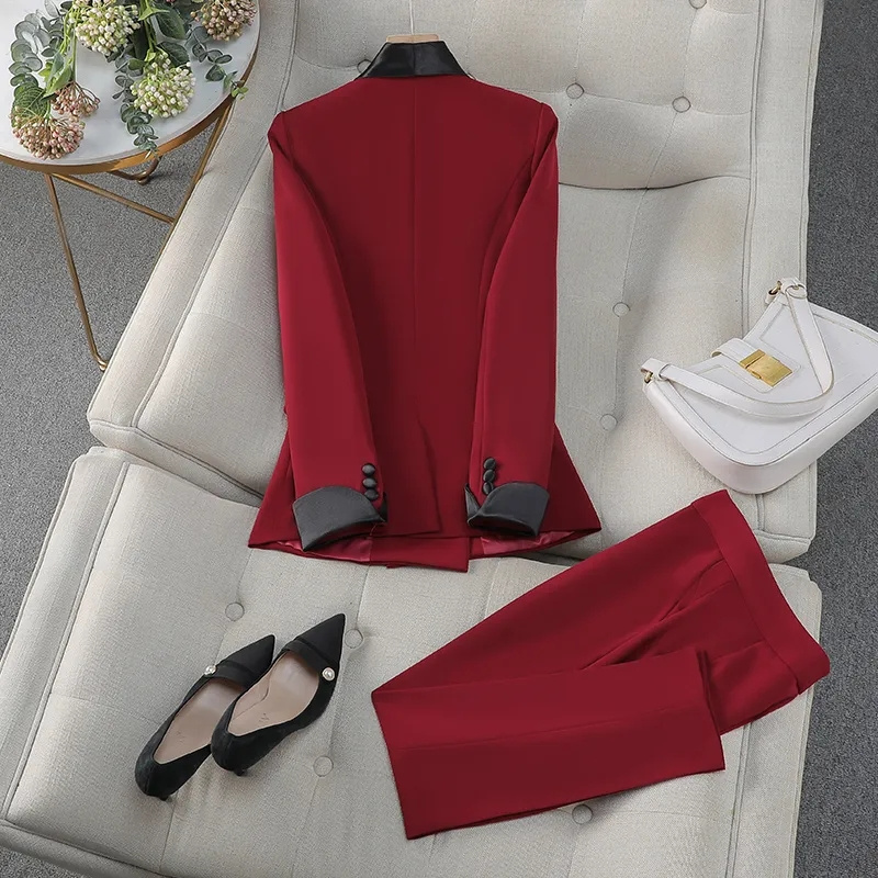 أنيقة أحمر أسود المرأة بدل رجا - مراجعة Women Formal Wear With Black Blazer وسعره
