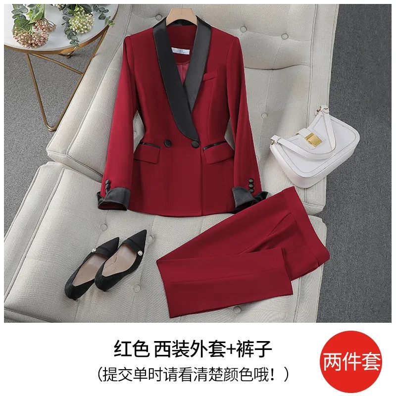 أنيقة أحمر أسود المرأة بدل رجا - مراجعة Women Formal Wear With Black Blazer وسعره