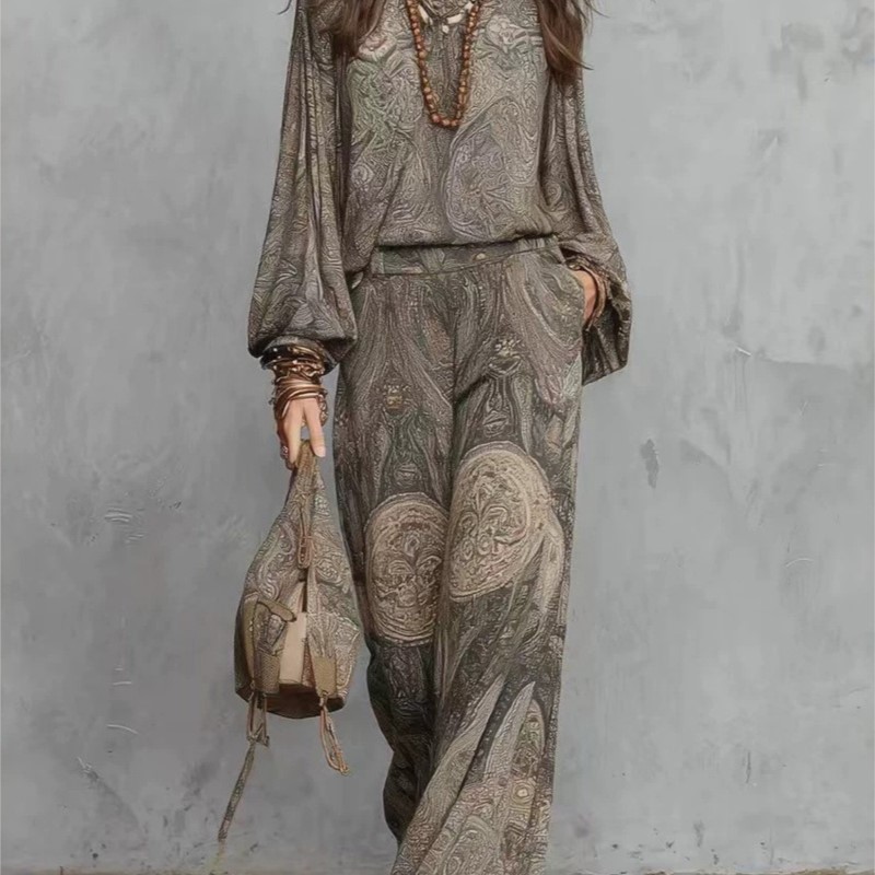 طقم نسائي من قطعتين بنقشة بيزل - مراجعة Women'S Formal Wear Blouse وسعره
