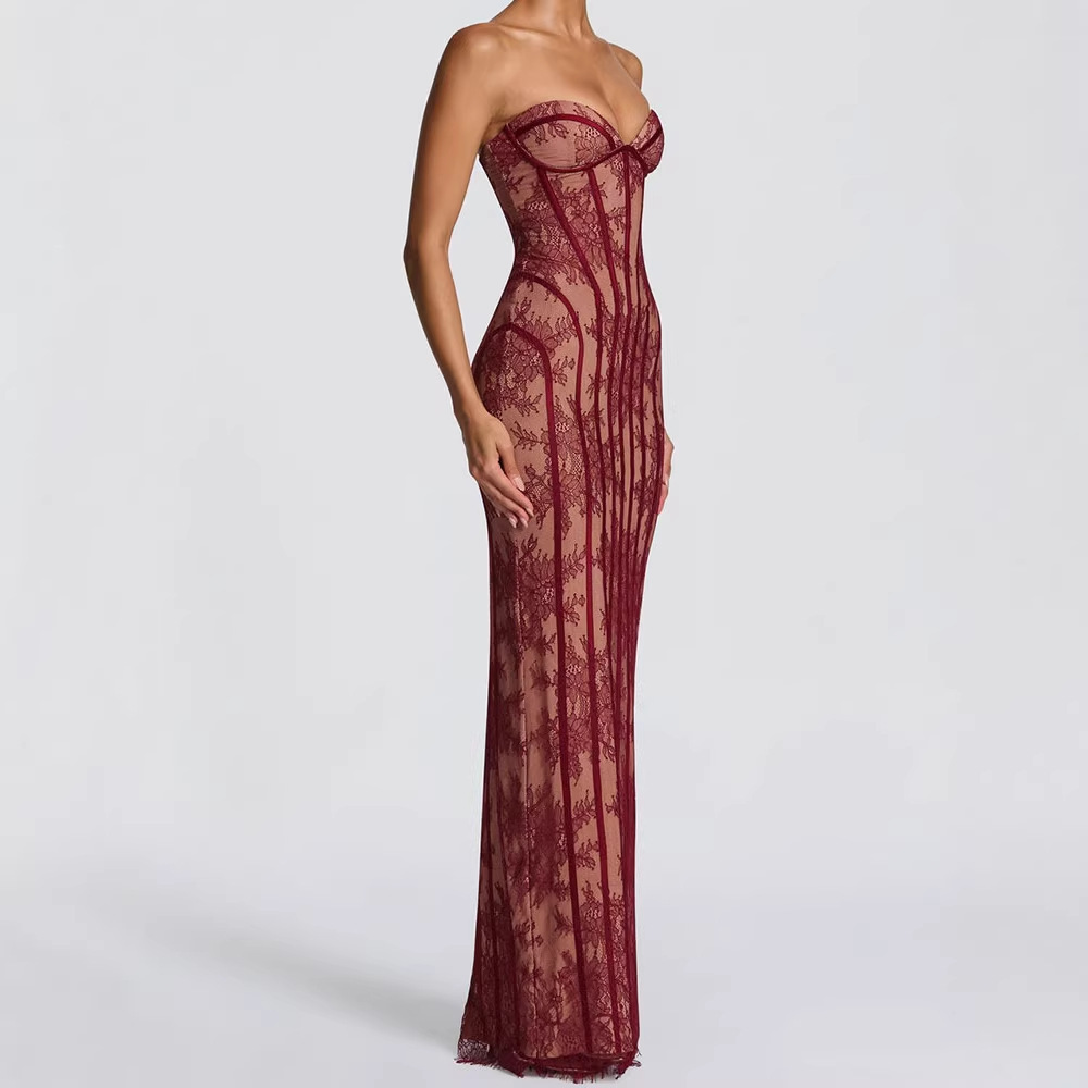 فستان ماكسي ضيق بدون حمالات لل - مراجعة Women'S Elegant Formal Wear وسعره