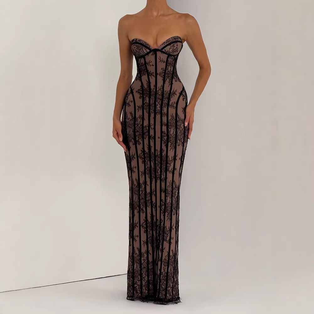 فستان ماكسي ضيق بدون حمالات لل - مراجعة Women'S Elegant Formal Wear وسعره