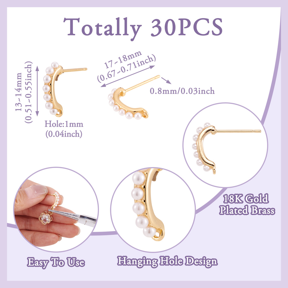 30 قطعة من قطع الأقراط النحاسي - مراجعة Pearl Earring Stud وسعره