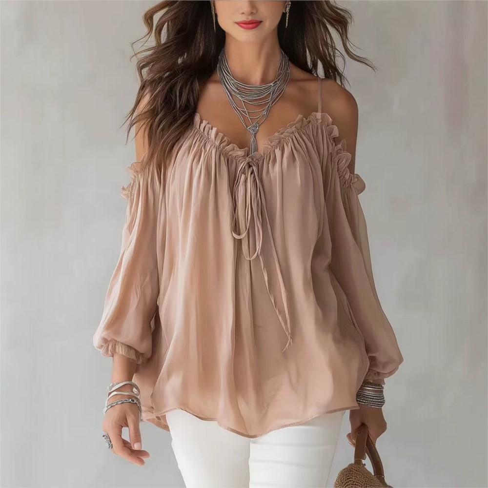 بلوزة أنيقة بكتف مكشوف وياقة V - مراجعة Women'S Formal Wear Blouse وسعره